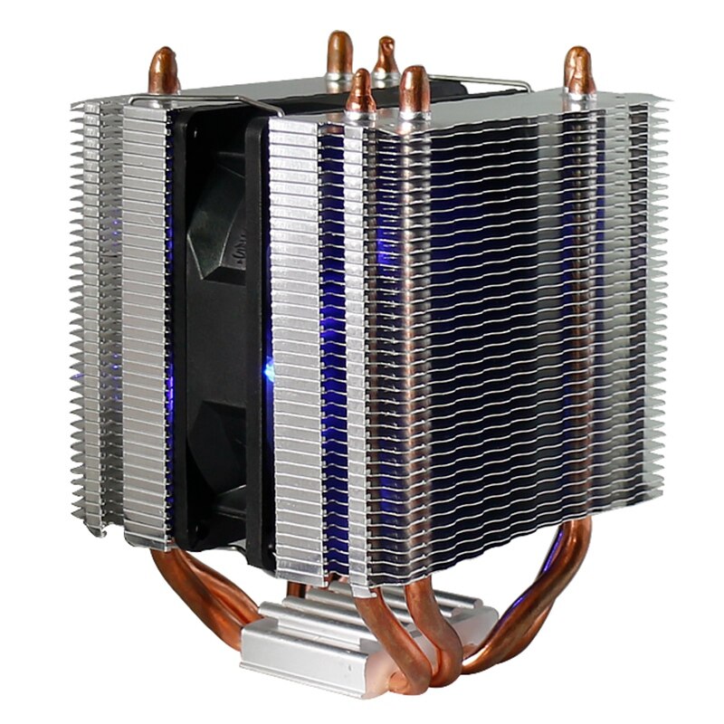 Radiateur tour Trois Ventilateurs 9CM Silencieux LED Lumineux Ventilateur De Refroidissement D'ordinateur Double Tour Trois Ventilateurs Caloduc CPU Radiateur