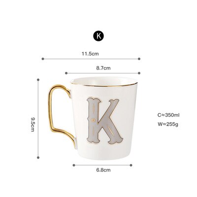 EWAYS – tasse à café en porcelaine avec poignée dorée, pour Couple, avec lettres créatives, d'anniversaire et de mariage: 10
