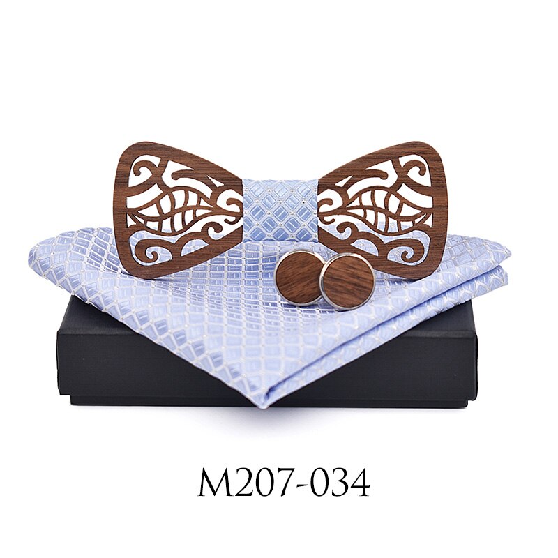 Nueva decoración de madera, corbata, gemelos, conjunto de vestido de , caballero, pajarita de madera, conjunto de , Corbatas Para Hombre, mariposa: M207-034