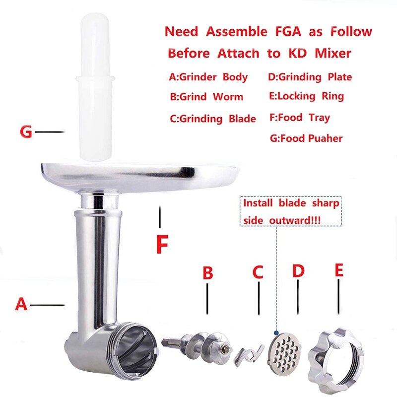 Metal Food Grinder Attachment For Kitchenaid Stand Mixer,Meat Grinder Accessories Includes Sausage Stuffer Tubes