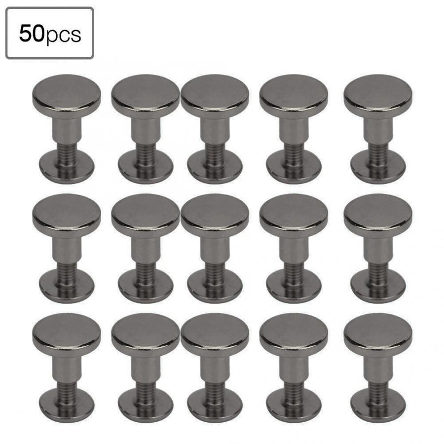 50 Set 8mm Leather Rivets Pure Copper Flat Head Metal Rivets Leather Strap Screws Kit for Notebook Binding Rivet Tubular Studs: NICKEL