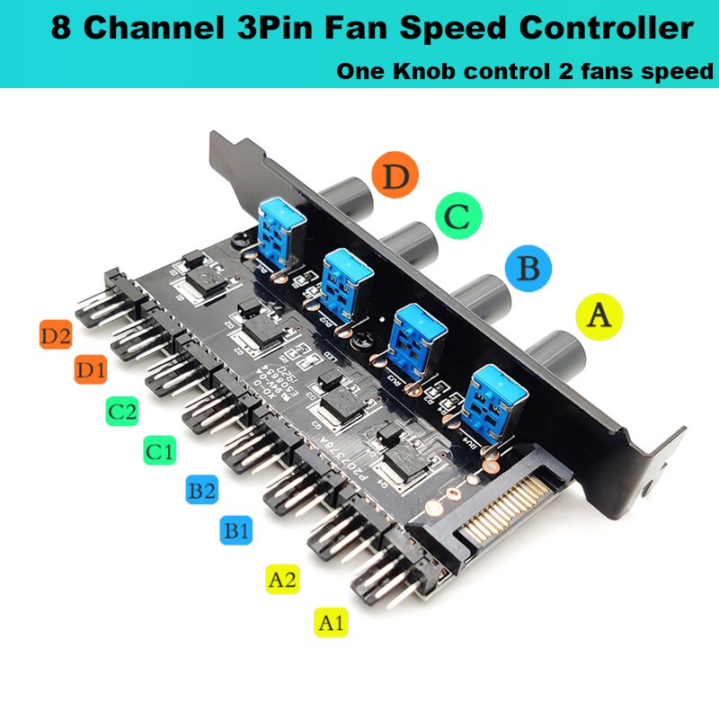 Computer PC 6 Kanal 8 Weg 4 Stift PWM 3 Stift Fan Geschwindigkeit Regler PCI Abdeckung, 12V Temperatur Kontrolle für CPU fallen Lüfter Kühler