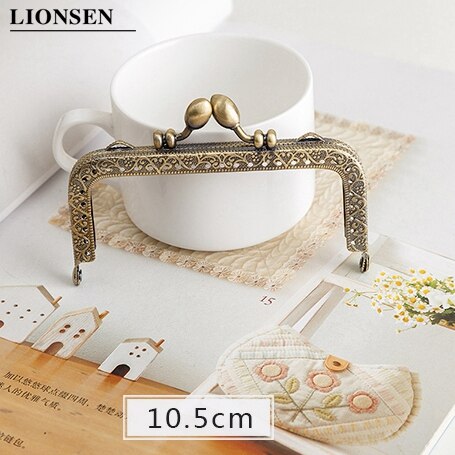 LIONSEN DIY Antique Bronze Flower Bud Head Metal Purse Frame Handle Kiss Clasp Lock for Bag Sewing Craft Tailor Accessories: 10.5cm