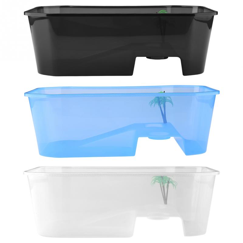 Small Plastic Fish Turtle Tank with Basking Platform House Incubator Box For Fry Isolation Hatchery Reptile Cage Turtle House