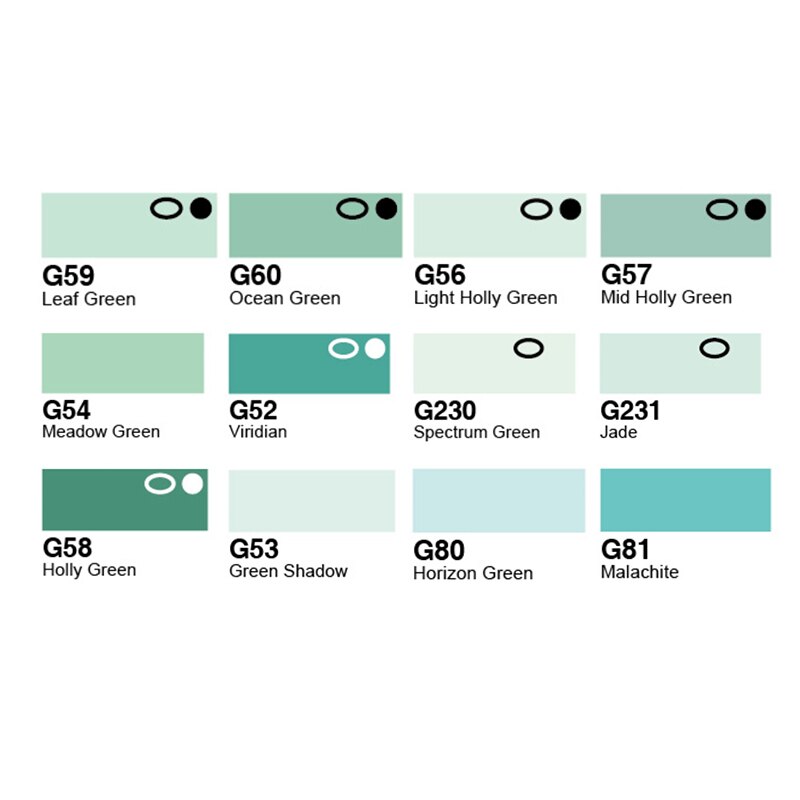 Finecolour EF103 Profession Alcohol Based Art Markers Oily Soft Double-Headed Sketch Markers Artist Manga Art School Supplies: 12colors-Green-set