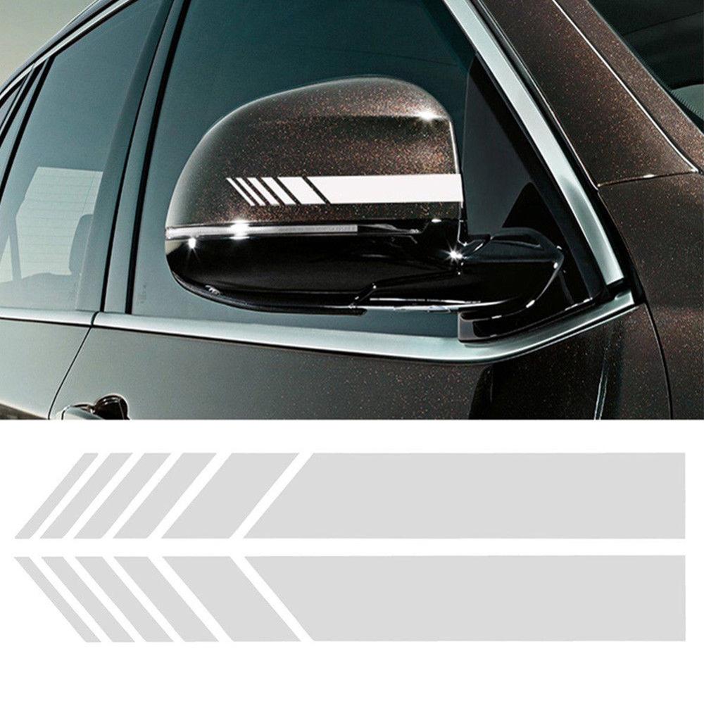 Universal 4pcs DIY Car Auto Car Body Sticker Durable UV Resistant Side Decal Stripe Decals SUV Vinyl Graphic Reflective Stickers: Silver white