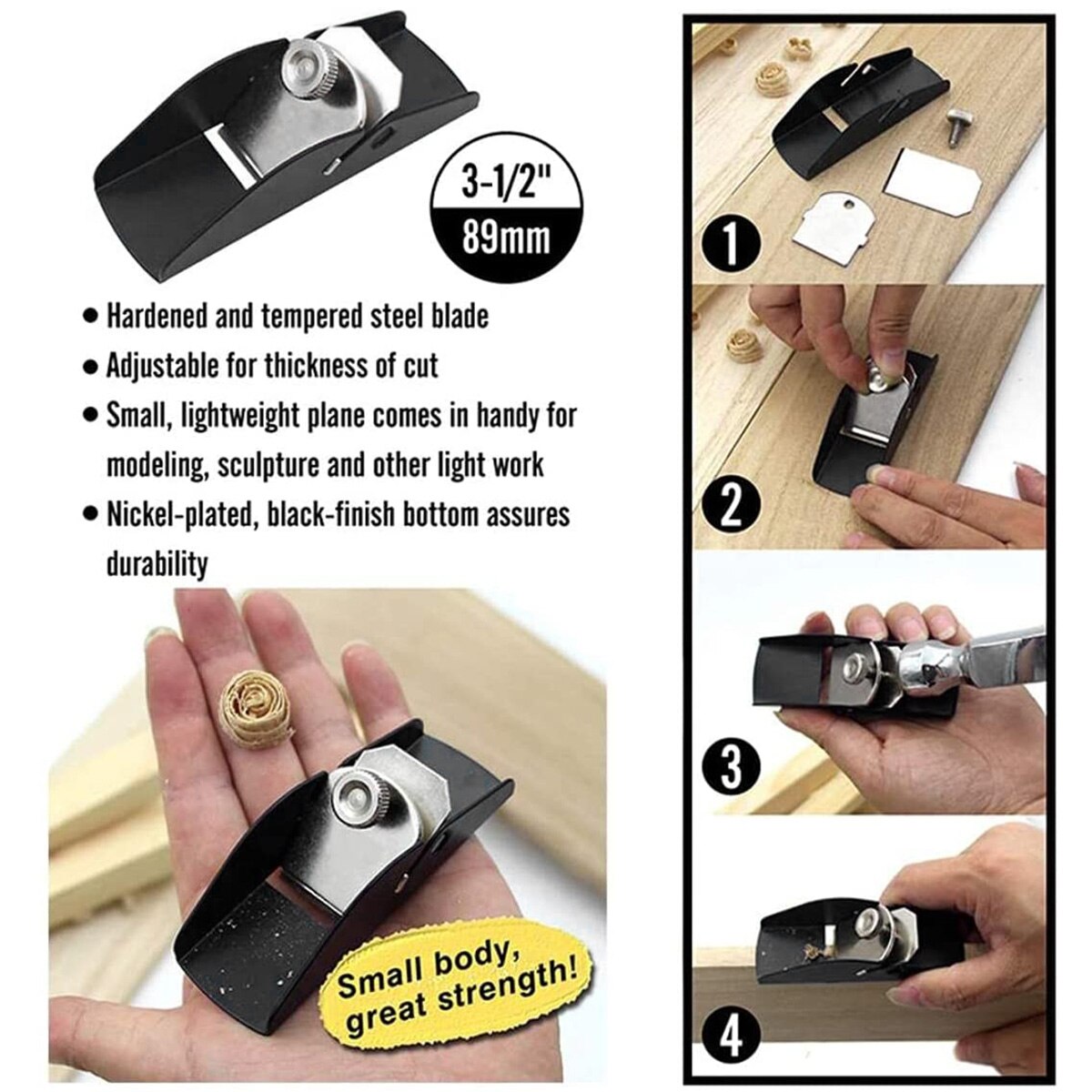 Woodworking Planer Mini Smoothing Wood Trimming Plane Adjustable Flat Bottom Hand Planer for Wood Craft Processing Carving