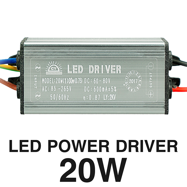 LED Driver 10W 20W 30W 50W 70W Convert AC85-265V To DC22-38V No Flicker LED Driver DIY For Flood Light Spotlight IP67 Waterproof: 20W