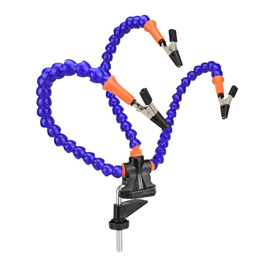 PCB Welding Table Clamp Soldering Station With Flexible Arm Soldeirng Iron Holder for Welding Repair: Blue