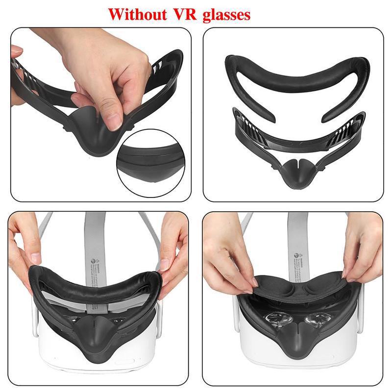 Eye Mask Cover with Holder For Oculus Quest 2 VR Accessories Light Blocking Soft PU Face Eye Cover Pad Bracket For Quest2