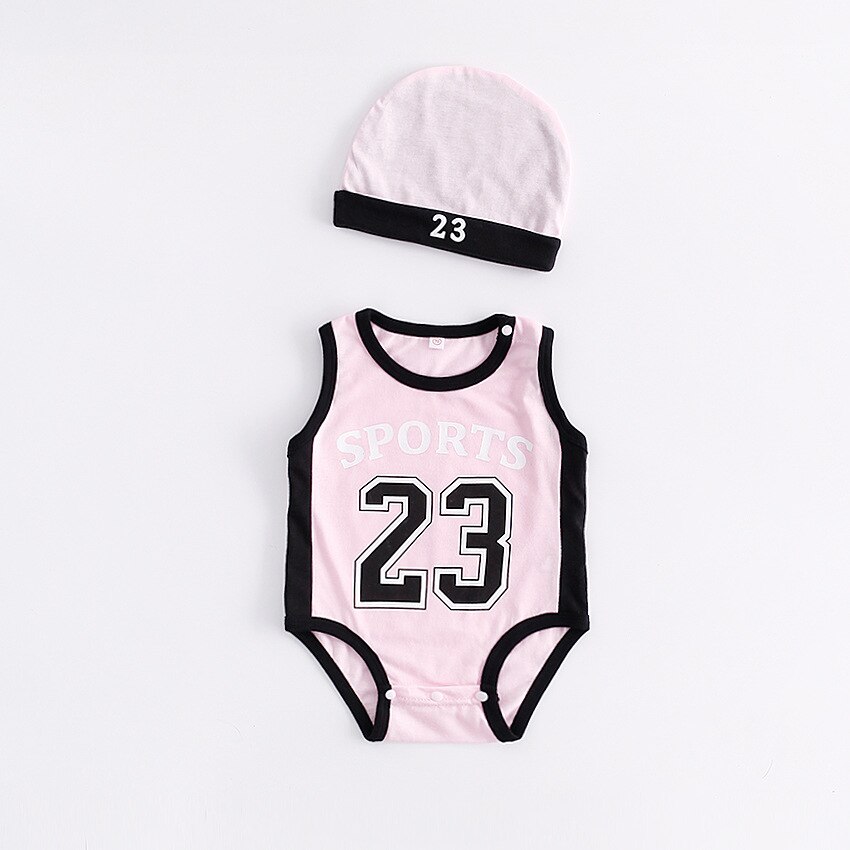 Baby Jongen Meisje Basketbal Kleding Set 2 Stuks Hooded Bodysuits Zomer Kind Trainingspak Korte Mouwen Sport Pak Baby Kleding