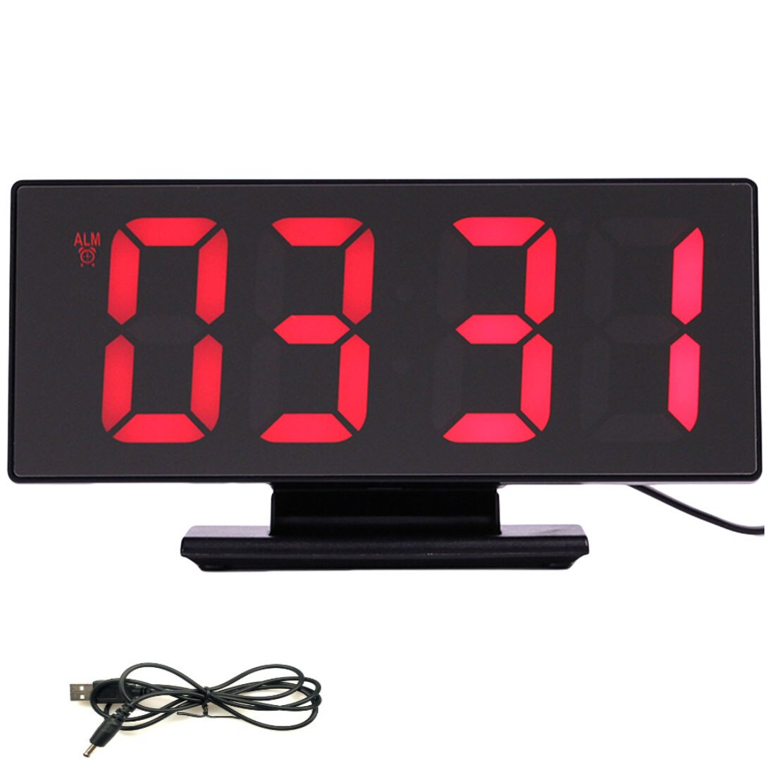 Multifunction Digital Alarm Clock LED Mirror Electronic Clocks Large LCD Display Digital Table Clock with Temperature Calendar: Black and Red