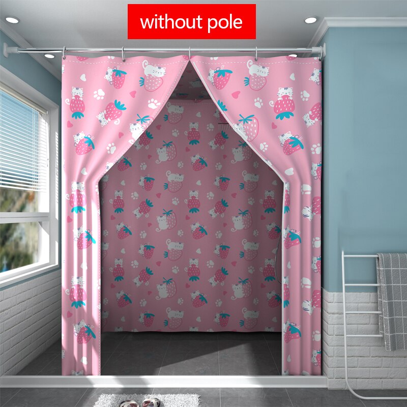 Aqumotic Full Cover Shower Curtain with Top Rectangular Bath Cover Bathing Outdoors Fully Enclosed Warm Bathroom Tent No Pole: Pink / 160-80-200cm