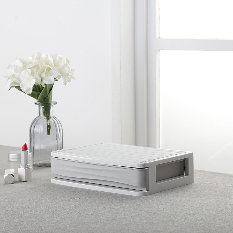 Large Capacity Makeup Organizer Cosmetics Storage Box Four Layer Drawer Jewelry Nail Polish Desktop Sundries Storage Box: Gray 1 Layer