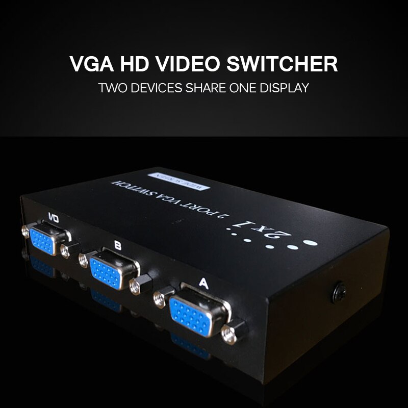 Mini Selector VGA 2 en 1, caja de interruptor, divisor, adaptador HD VGA para Monitor de PC