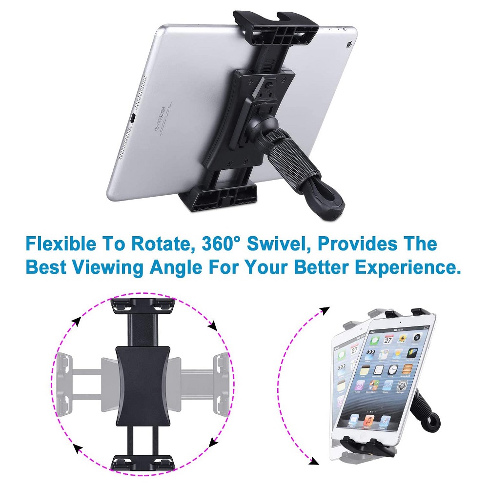 iBudim Bike Tablet Holder Indoor Gym Treadmill Handlebar Clip Tablet Mobile Phone Stand Bracket for iPad Air 10.9 Pro 12.9 Inch