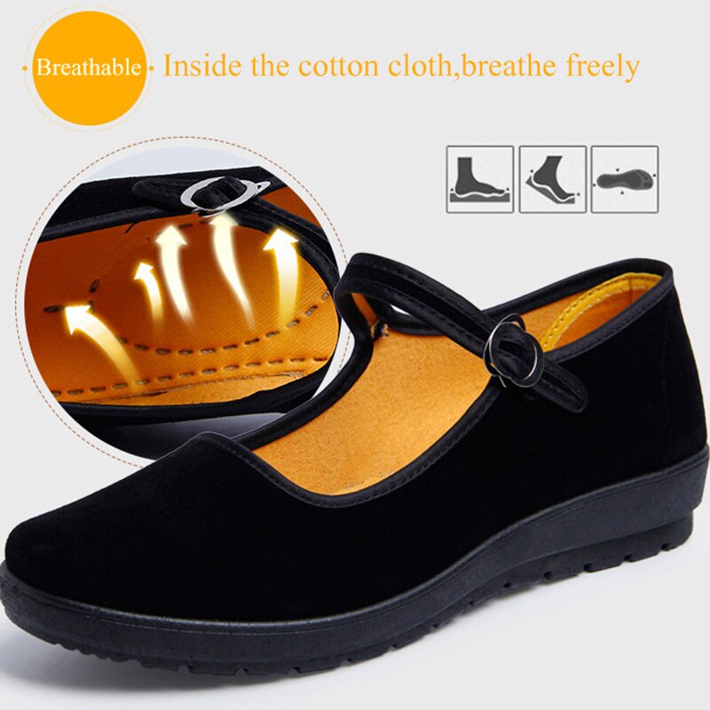 Traditionele Chinese Oude Beijing Schoenen Stof Vrouwen Flats Massage Hotel Werk Casual Canvas Schoenen Oude Drama Rekwisieten Optredens