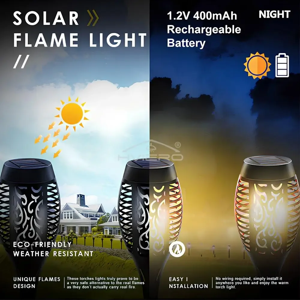 1/2/4/6/8PCS Outdoor Solar Flame Lights 12Led Flickering Garden Path Yard Patio Park Floor Decoration Landscape Lamps Waterproof