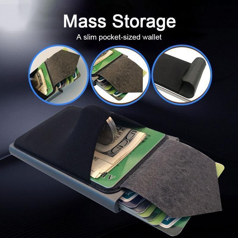 Slim Alumínio Pop-Out RFID Card Holder, Elastic Back Pouch, ID Credit Card Holder, Blocking Protect, Travel Wallet
