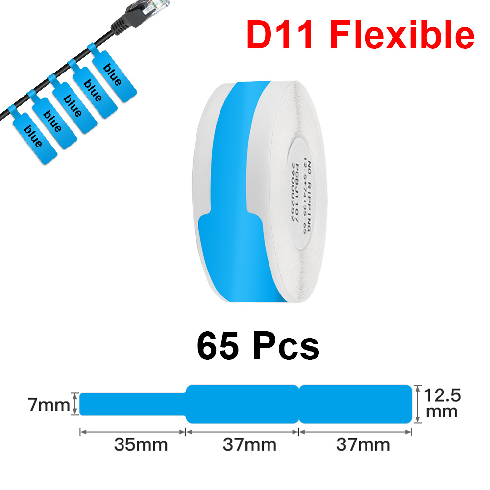 D11 elastyczny kabel papier do Niimbot D11 D110 przenośny Mini bezprzewodowa drukarka etykiet Bluetooth wodoodporny D11 etykieta druku papieru: Blue Flexible
