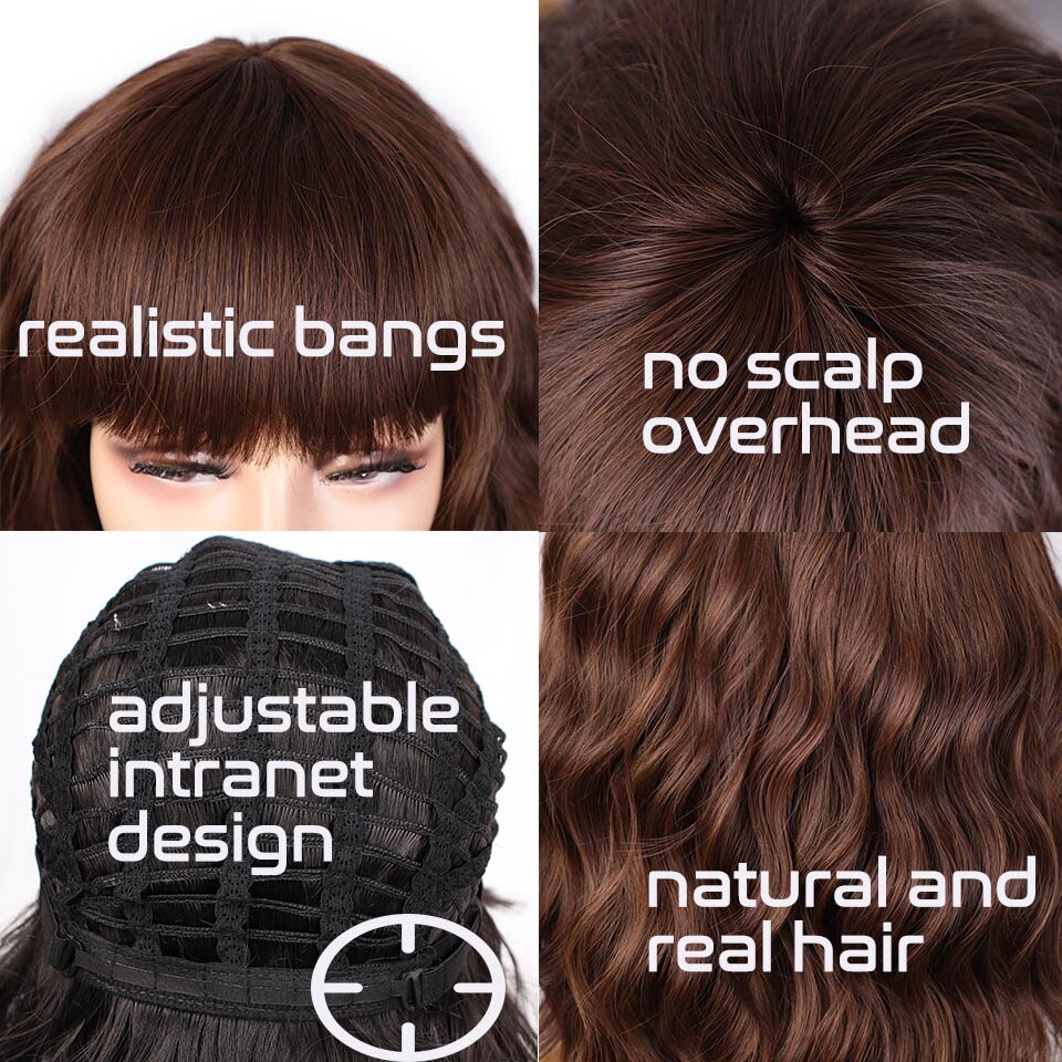 Aisibeauty pastel ondulado peruca com franja de ar feminino curto bob rosa peruca encaracolado ondulado ombro comprimento cosplay peruca para a menina 30cm azul