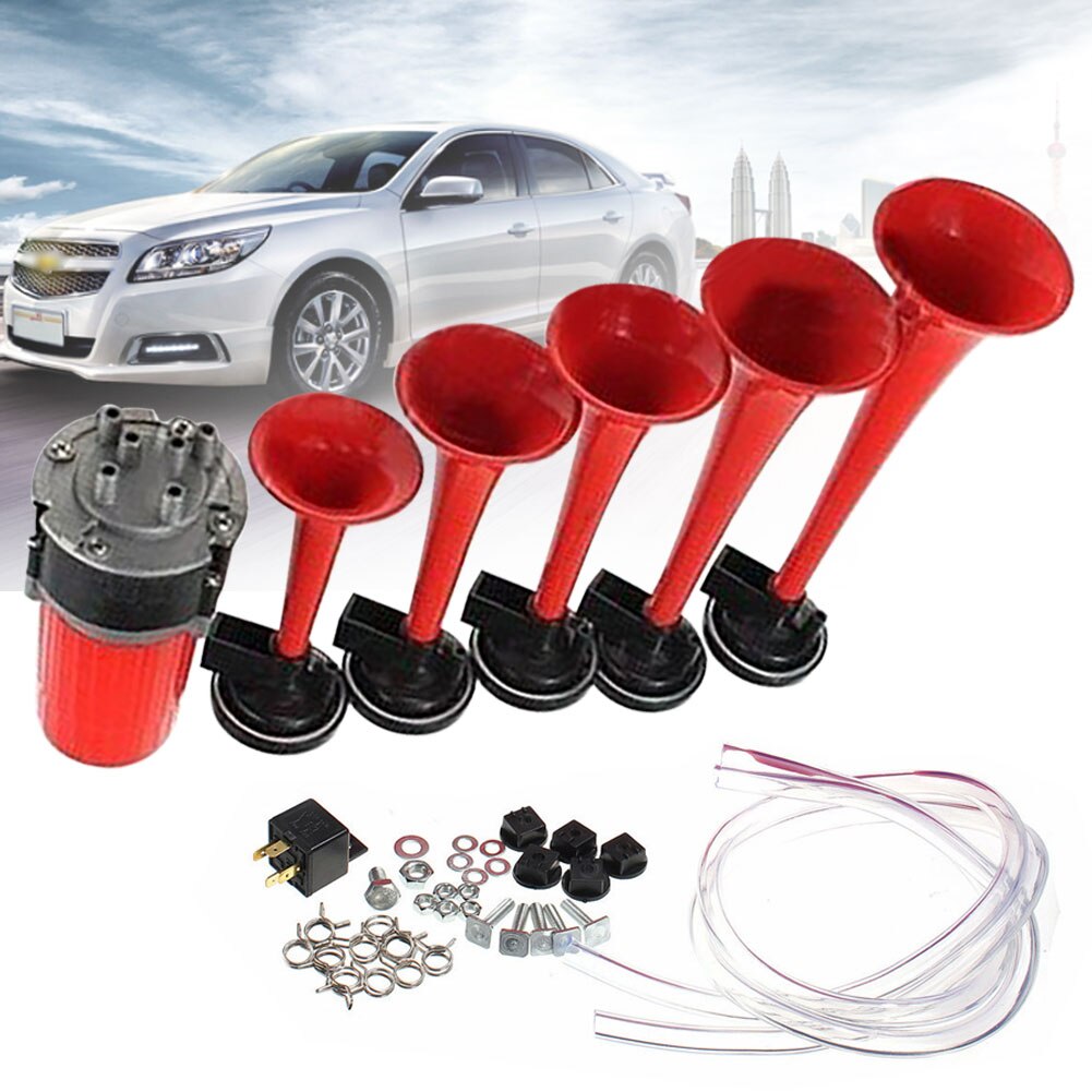 12-24V Red Air Horn Five Packed Musical Horn Kit Durable