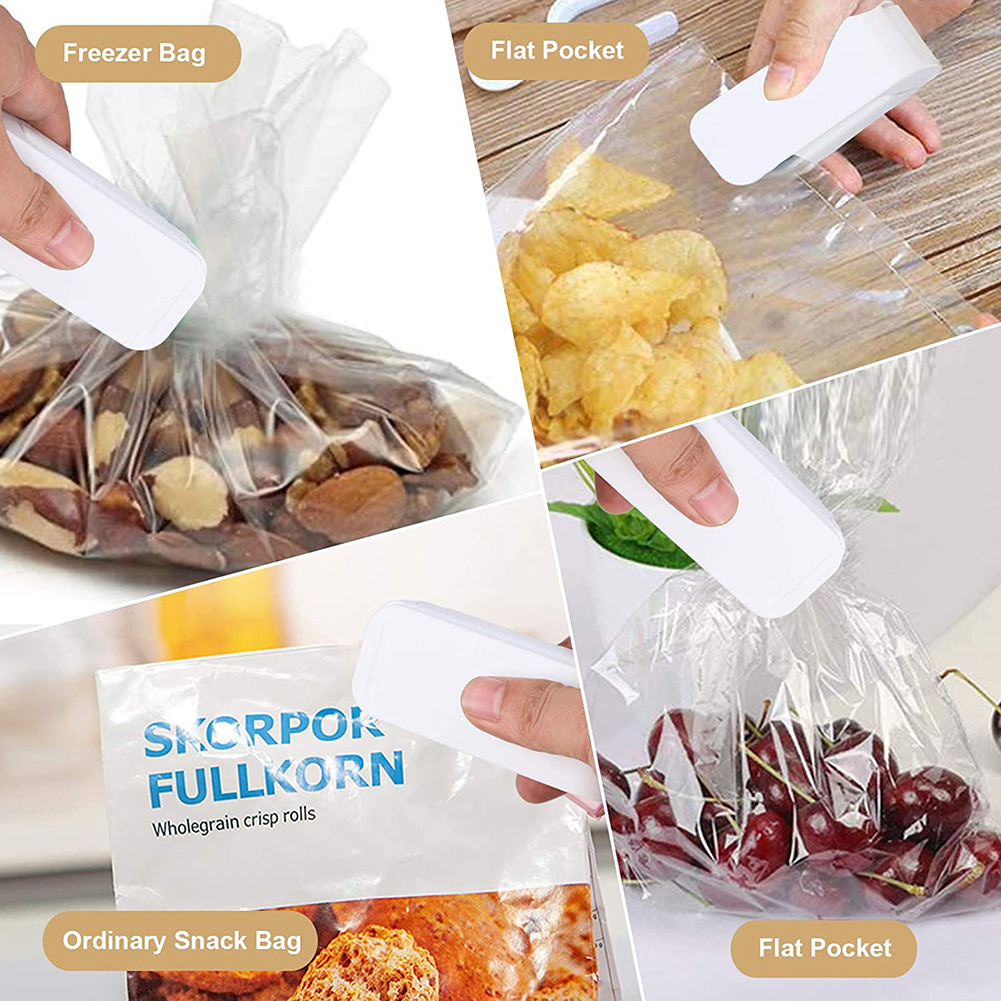 Mini Bag Sealers Handheld Bag Heat Vacuum Sealer Kitchen Gadget Food Saver for Plastic Bags Storage for Food Snack Cookies Fresh