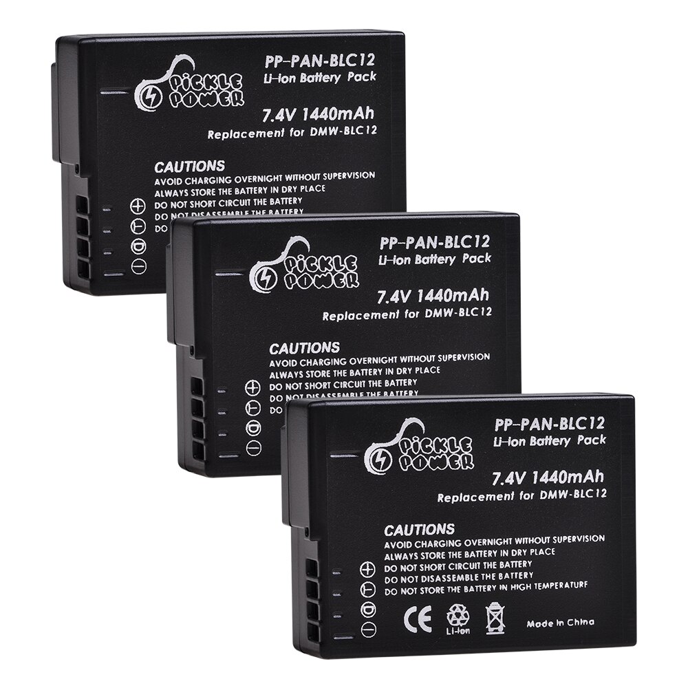 DMW-BLC12 BLC12E BLC12PP Dmw BLC12 Batterij Oplader Kits Voor Panasonic Lumix DMC-FZ200, FZ300, FZ1000, FZ2500, g5, G6, G7, GX8.: 3 Batteries