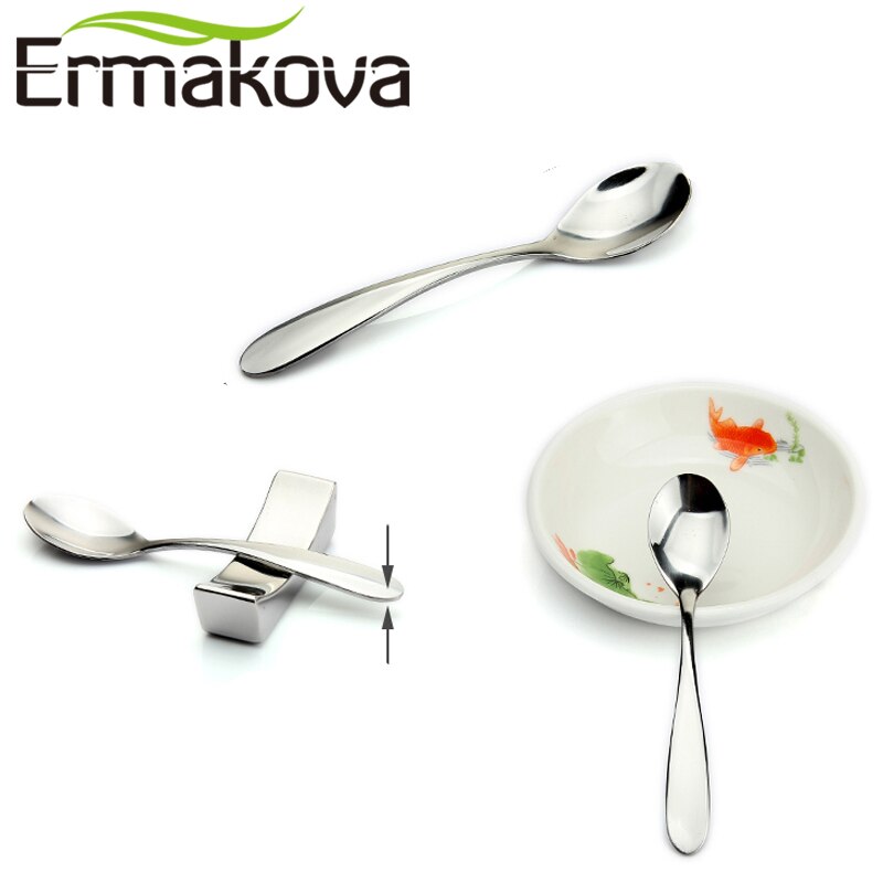 Ermakova sett  of 2 espresso skje 4 inches mini kaffeskje liten bistro skje til dessert rustfritt stål te forrett