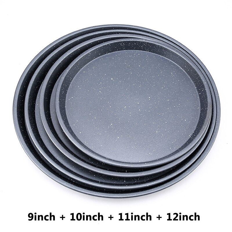 Carbon Staal Pizza Pan Marmeren Non-stick Coating 4 Size Pie Gebak Gereedschappen Bakvormen Pan Diy Bakvorm Dikte 0.6Mm Levert: SET