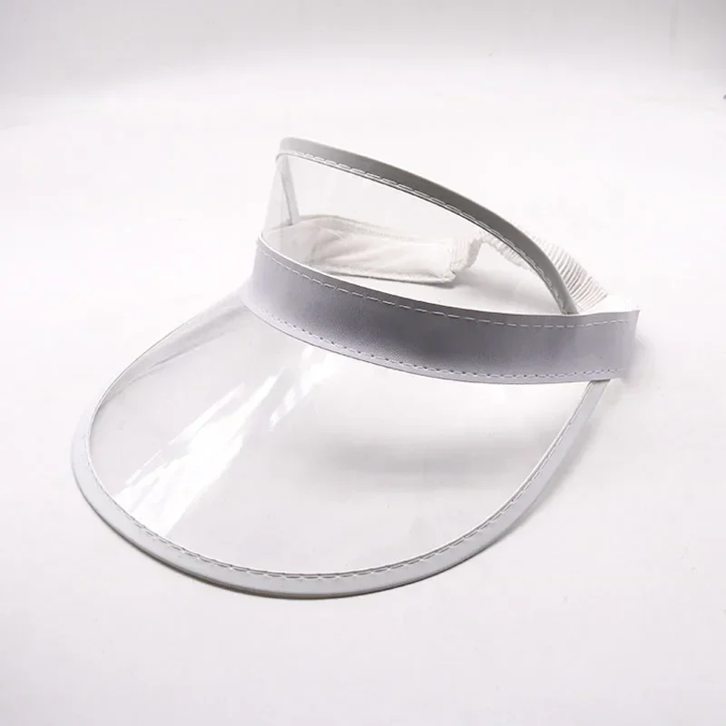 Outdoor Casual Green Color Transparent Anit-uv Plastic Face Sun Shield Hats Sun Visor Hats Golf Cap Rain Hat: WHITE