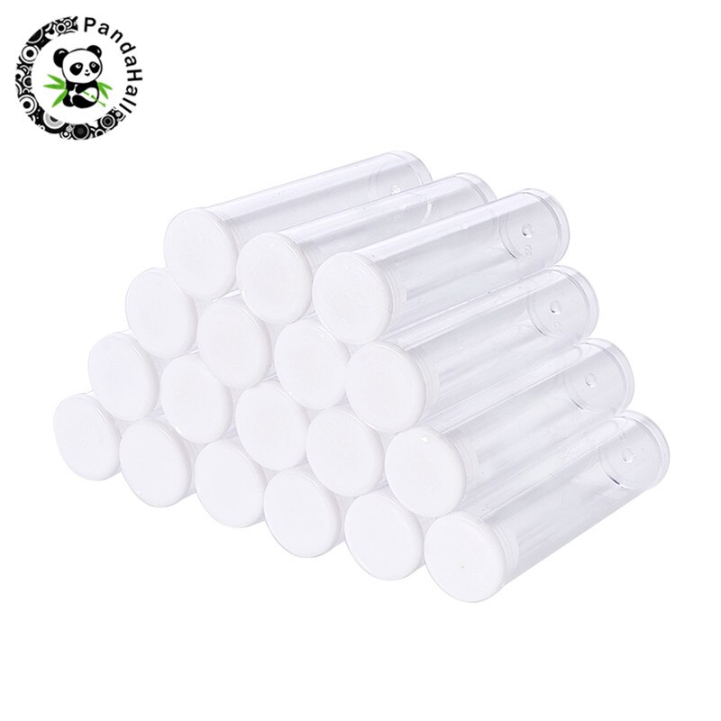100 Pcs Clear Tube Plastic Kralen Containers Opbergdoos Case Voor Sieraden Clear Lege Flessen Met Deksel 55x15mm