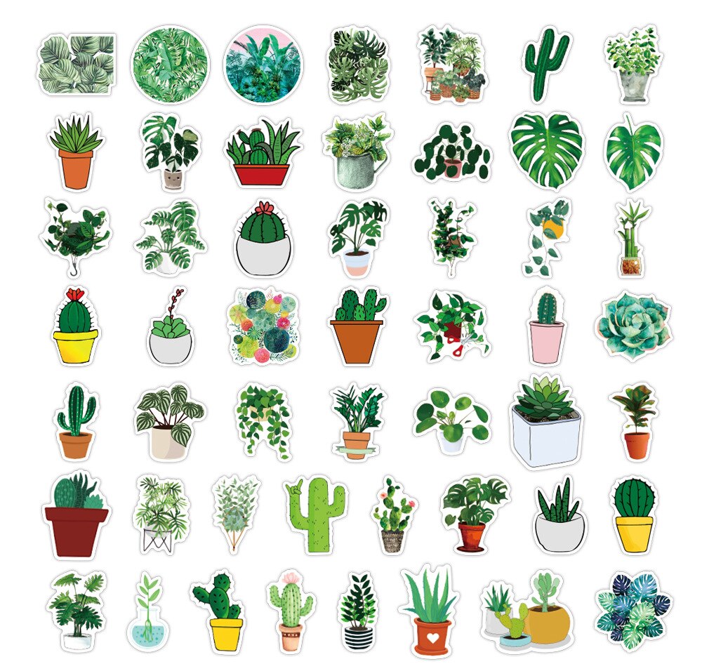 10/50/100Pcs Milieubescherming Groene Planten Stickers Diy Fiets Gitaar Laptop Waterdichte Pvc Klassieke Speelgoed Sticker decals