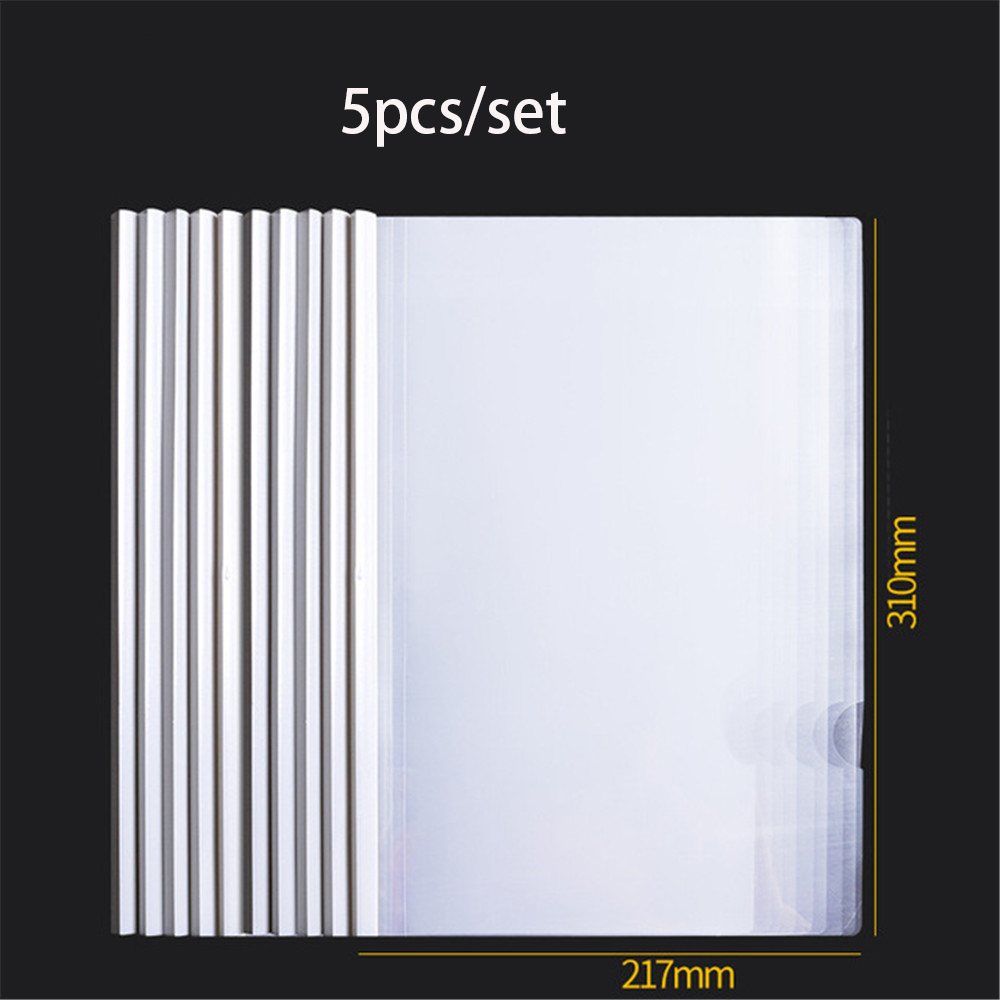 5pcs A4 Transparent File Folder with Plastic Clip Documents Protective Sleeve Papers Organizers School Office Accessories: Triangle white 5pcs