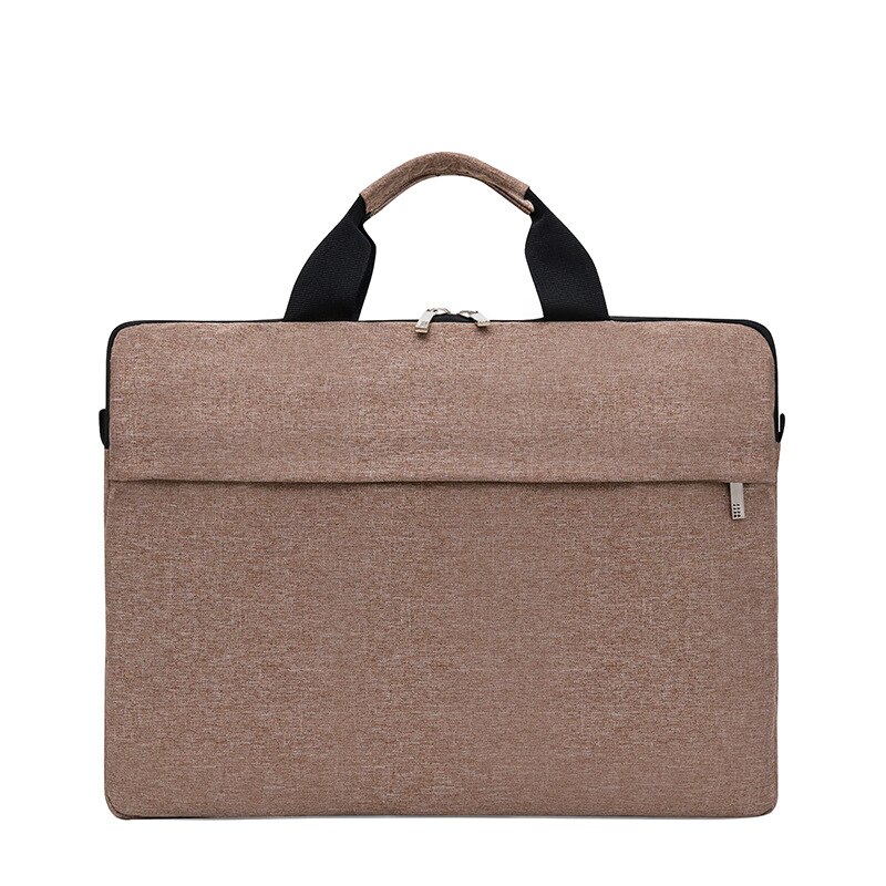 Ultradunne laptoptas 13/14 inch heren schokbestendige schoudertas voering notebooktas casual eenvoudig grote capaciteit grote laptoptas: Bruin zonder band