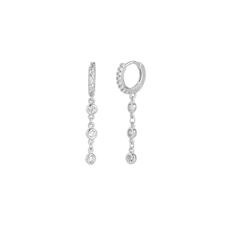 ROXI Luxo 925 Sterling Silver Brincos Rodada Zircon Cristal Longo Pingente Oorbellen Pendientes Mulheres Oscila o Brinco Jóias: silver