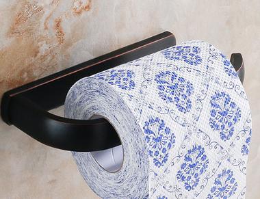 Solid brass antique brushed toilet paper holder wall mounted paper towel holder luxury roll holder: BLACK