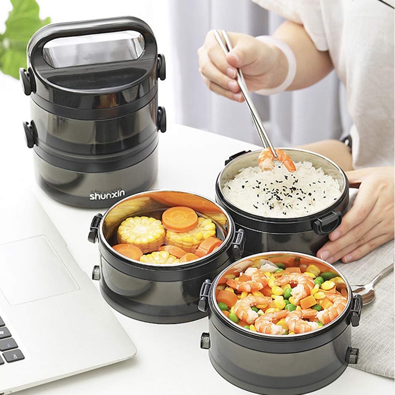 Portable Thermal Lunch Box Microwave Stainless Steel Japanese Thermos Lunch Box Bento Boxes Leakproof Food Container Lunchbox