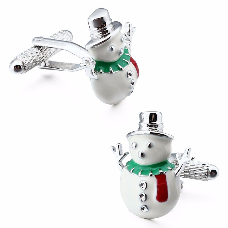 HAWSON Kerstcadeau Mooie Sneeuwpop Emaille Wit manchetknopen Voor Kids Interessante Sieraden