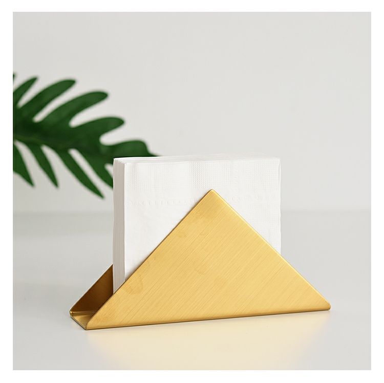 Northern European Ins Golden Triangle Stainless Steel Toilet Paper Holder Western Restaurant Cafe Hotel DiningTable Metal Napkin