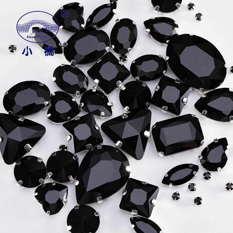 Glitter Gemengde Vorm Glas Steentjes Voor Kleding Roze Plaksteen Craft Edelstenen Kristal Naai Strass Met Klauw 50 stks/pak S048: Transparant