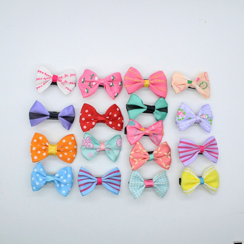 20PCS Children Baby Girl Hair Pins Kid Mix Bow Barrettes Multi-color Hair Clips Cloth Accessories Solid Dot Stripe Baby Headwear