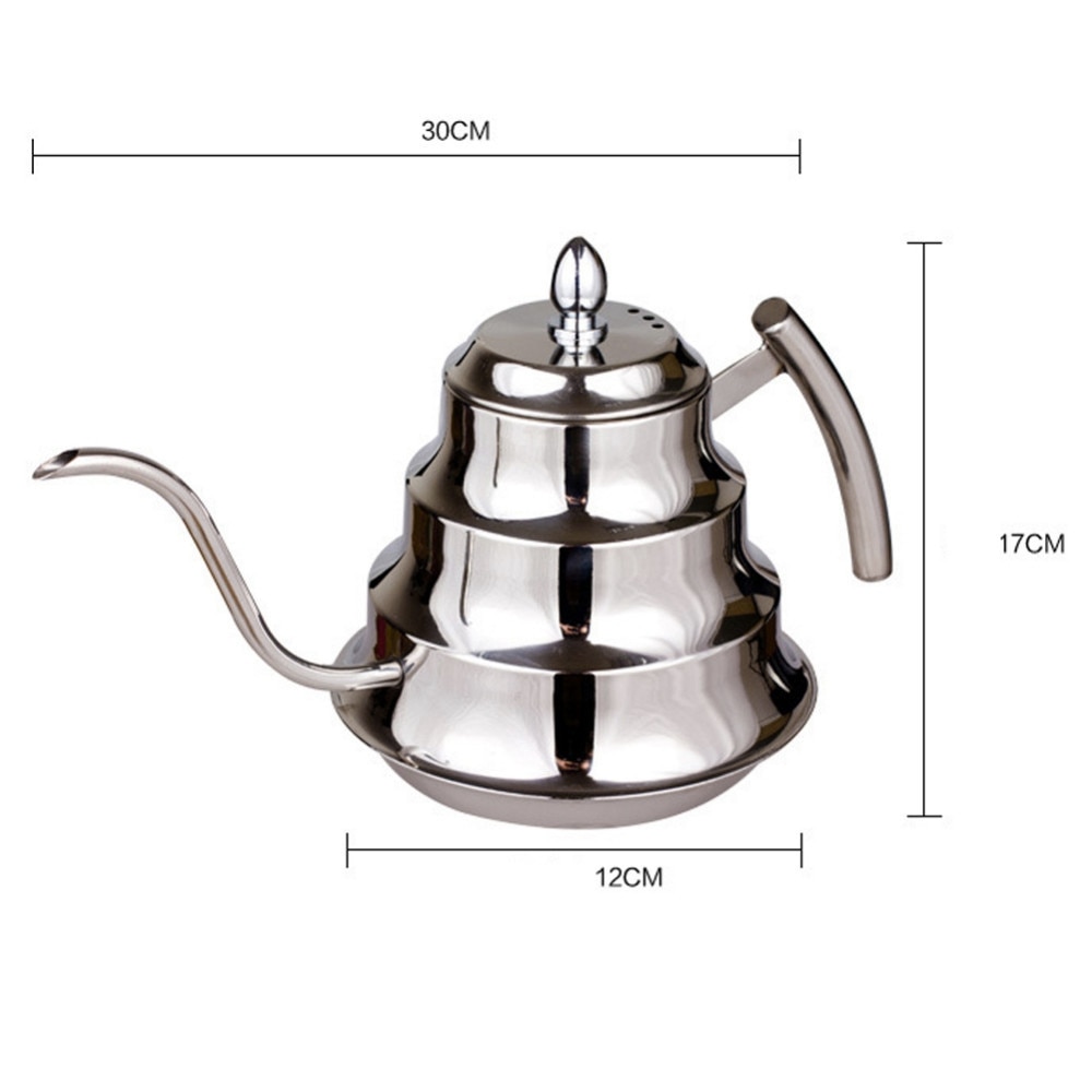 Kitchen Coffee Pot Stainless Steel Coffee Drip Kettle Tea Pot, 1.2L Fine Mouth Coffee Pot