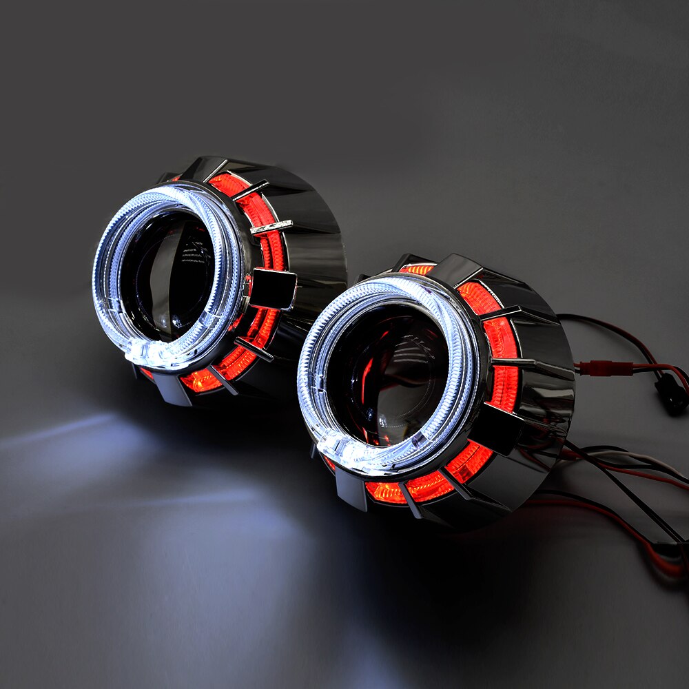 2.0 inch Moto h1 Car Bixenon Projector Lens with Dual LED Shrouds Mask H4 H7 hid xenon kit headlight modify: white red kit