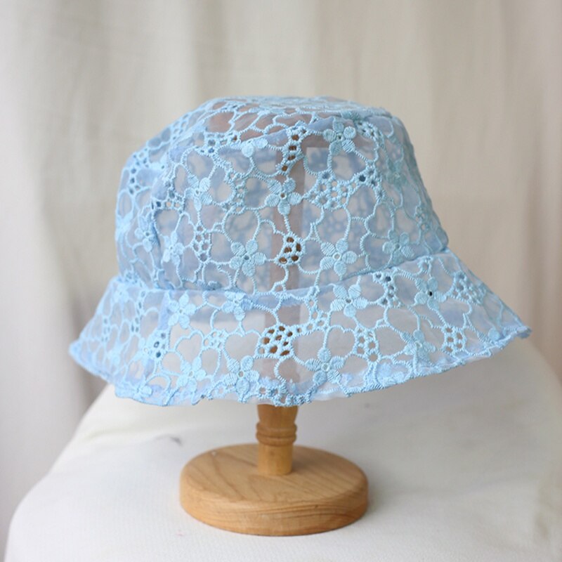 Sombrero blanco de ala ancha para mujer, gorra ahuecada de encaje, linda flor, de verano