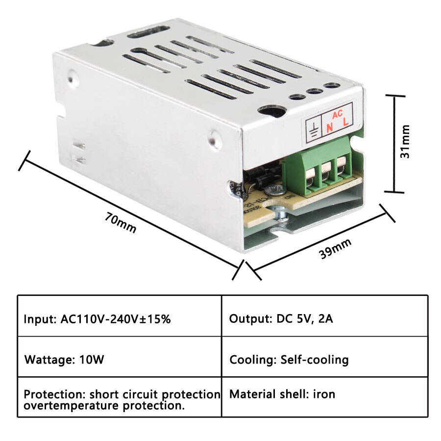 AC DC 110V 220V TO 5V Power Supply 5V 2A 3A 5A 10A 20A 30A 5V Power Supply Transformer 220V To 5 V Volt Alimentation Led Driver
