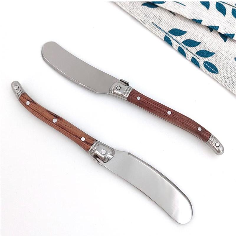 4-10pc Rosewood Handle Butter Knives Cheese Spreader Jam Spatula Laguiole Stainless Steel Child Kid Sandwich Dessert Cake Slicer