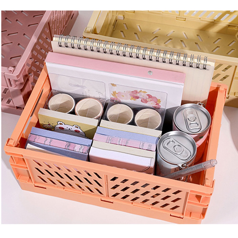 1 Pcs Simple Colorful Foldable Makeup Organizer Storage Box Desktop Stationery Organizer Paper Sundries Storage Box