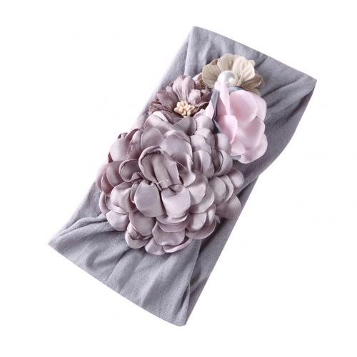 European and American super soft nylon headdress silk stitching flower baby hair accessories cute princess headband: Grey