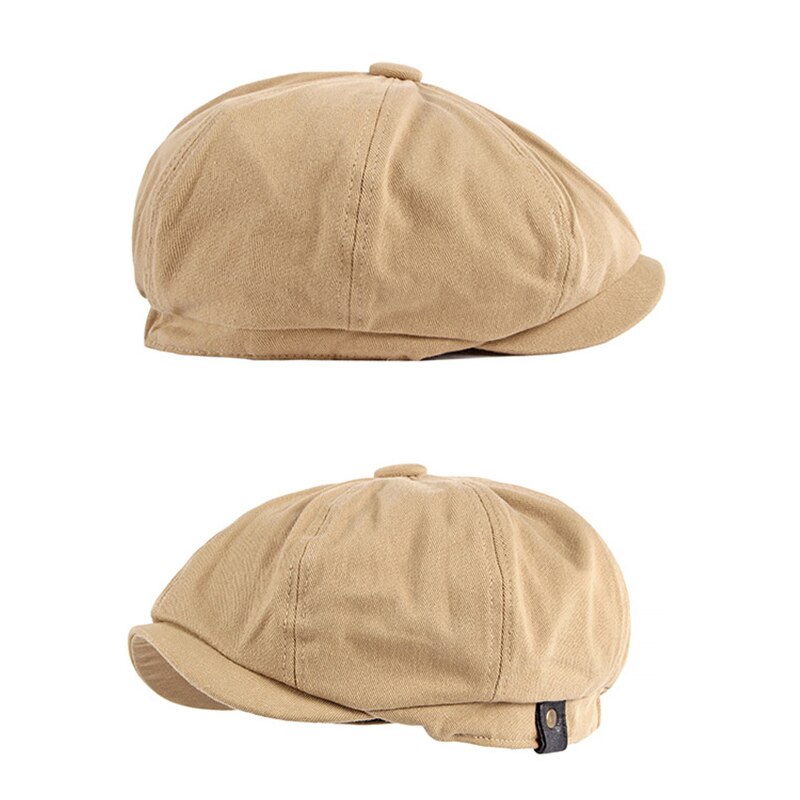 Spring Summer Octagonal Hats Men Cotton Eight Panel Newsboy Cap Flat Peaked Beret Women Retro Casual Solid Painters Hat Elastic